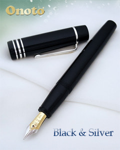 Onoto Magna Classic Black Silver Fountain Pen LE