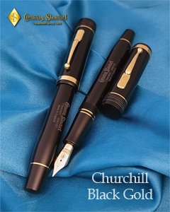 Conway Stewart Churchill Series Black Gold Fountain Pen Numbered Edition