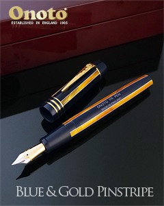 Onoto Blue &amp; Gold Pinstripe Fountain pen limited edition