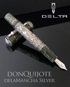 Delta DonQuijote delamancha Green Silver Fountain Pen Limited Edition