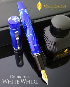 Conway Stewart Churchill Series White Whirl Fountain Pen