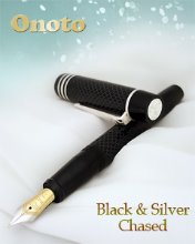 Onoto Magna Classic Black Silver Chased Fountain Pen LE