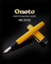 Onoto Magna Classic Mandarin Yellow Chased Silver Fountain Pen LE
