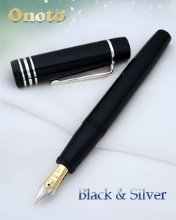 Onoto Magna Classic Black Silver Fountain Pen LE