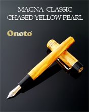 Onoto Magna Classic Chased Yellow Pearl Fountain Pen LE